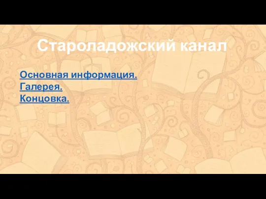 Староладожский канал Основная информация. Галерея. Концовка.