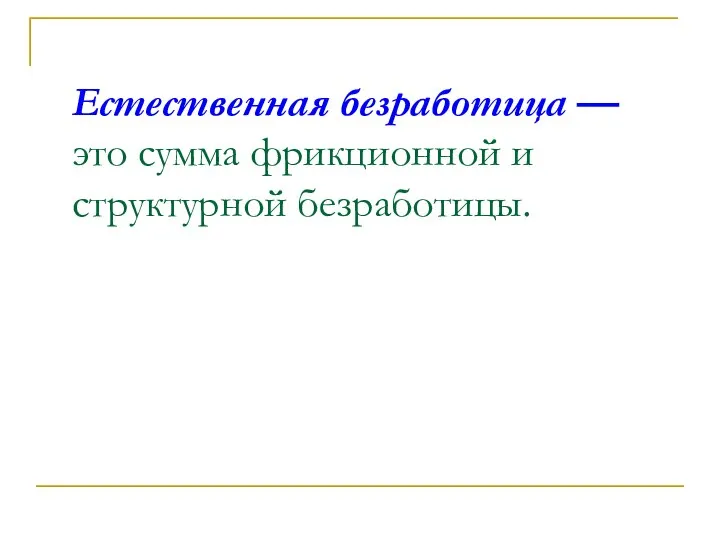 Естественная безработица — это сумма фрикционной и структурной безработицы.