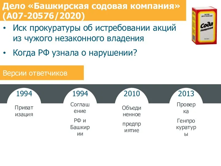 Дело «Башкирская содовая компания» (А07-20576/2020) Иск прокуратуры об истребовании акций из чужого