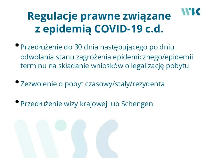 Regulacje prawne związane z epidemią COVID-19 c.d. Przedłużenie do 30 dnia następującego