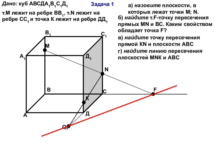 Задача 1 А В С Д А1 В1 С1 Д1 М N