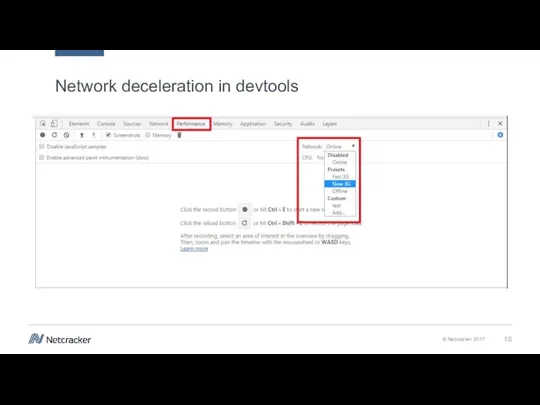 Network deceleration in devtools