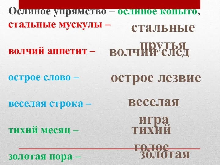 Ослиное упрямство – ослиное копыто, стальные мускулы – волчий аппетит – острое