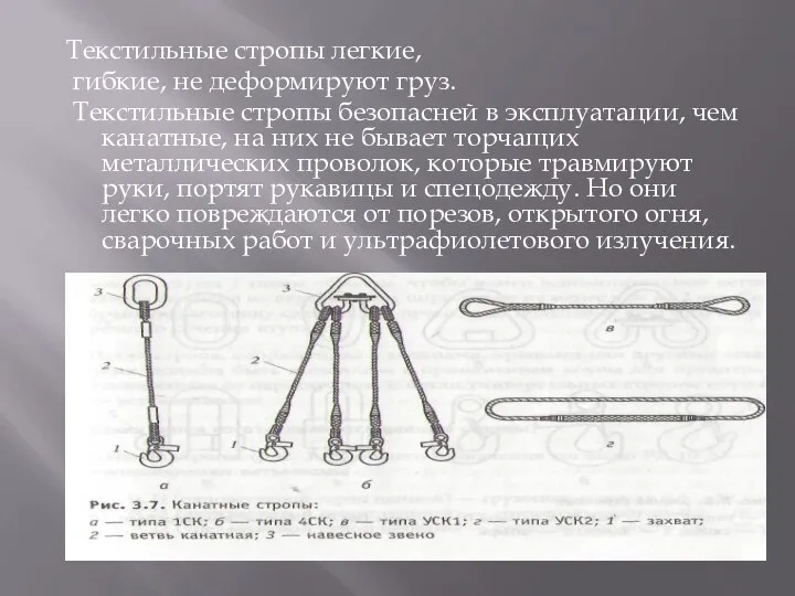 Текстильные стропы легкие, гибкие, не деформируют груз. Текстильные стропы безопасней в эксплуатации,