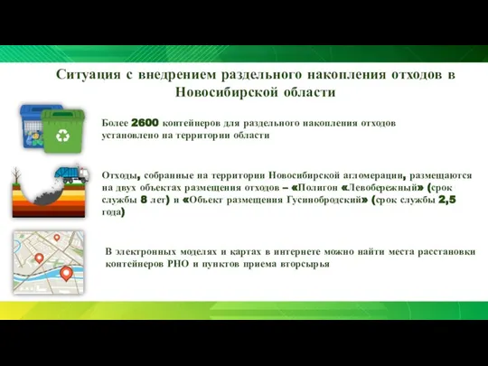 Ситуация с внедрением раздельного накопления отходов в Новосибирской области В электронных моделях