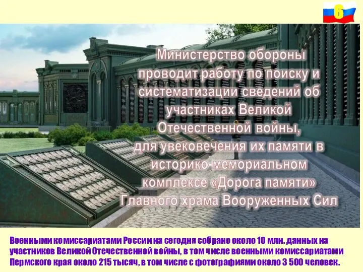 Военными комиссариатами России на сегодня собрано около 10 млн. данных на участников