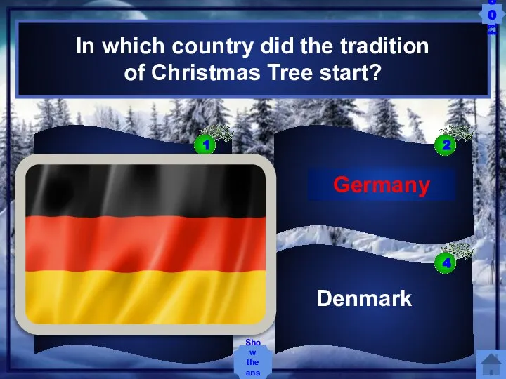 In which country did the tradition of Christmas Tree start? Denmark England