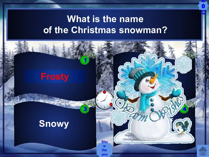 Frosty Snowy Santa Jolly Elf What is the name of the Christmas