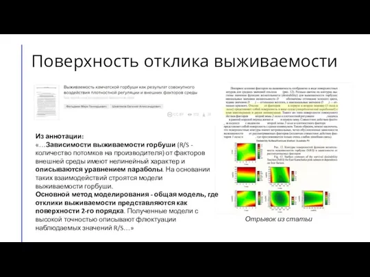 Поверхность отклика выживаемости Из аннотации: «…Зависимости выживаемости горбуши (R/S - количество потомков