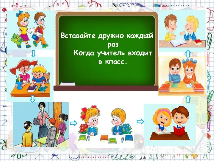 Вставайте дружно каждый раз Когда учитель входит в класс.