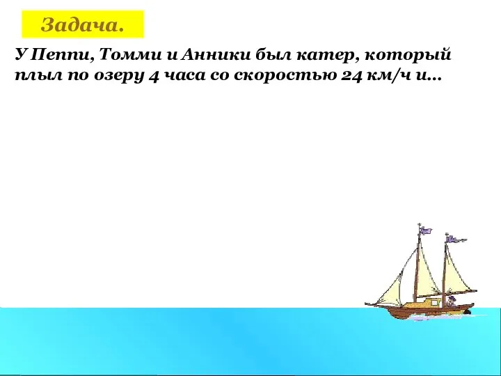 У Пеппи, Томми и Анники был катер, который плыл по озеру 4