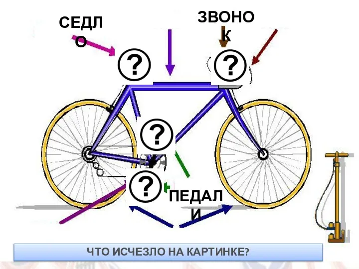 ЧТО ИСЧЕЗЛО НА КАРТИНКЕ? СЕДЛО ЗВОНОК ПЕДАЛИ