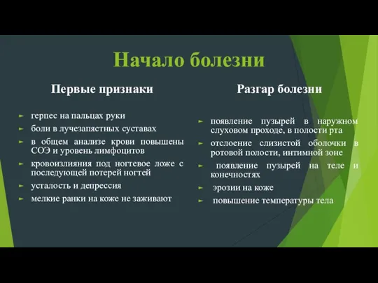 Начало болезни Первые признаки герпес на пальцах руки боли в лучезапястных суставах