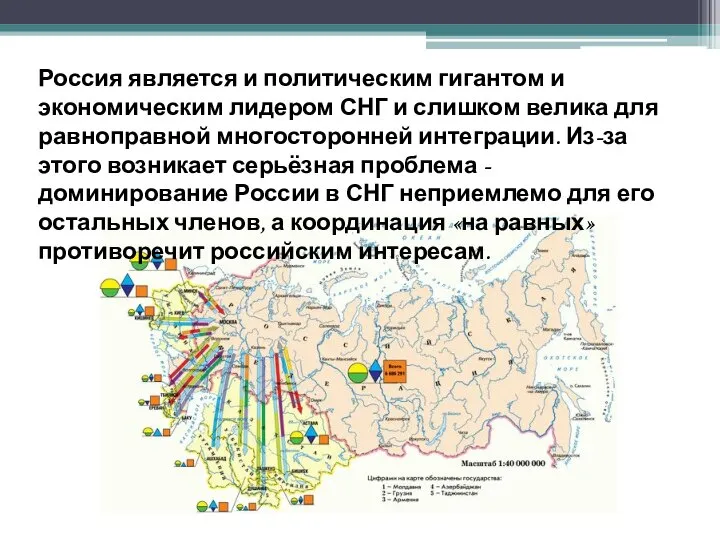 Россия является и политическим гигантом и экономическим лидером СНГ и слишком велика