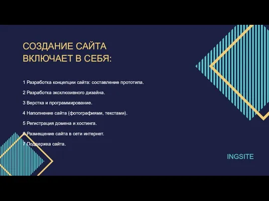 INGSITE СОЗДАНИЕ САЙТА ВКЛЮЧАЕТ В СЕБЯ: 1 Разработка концепции сайта: составление прототипа.