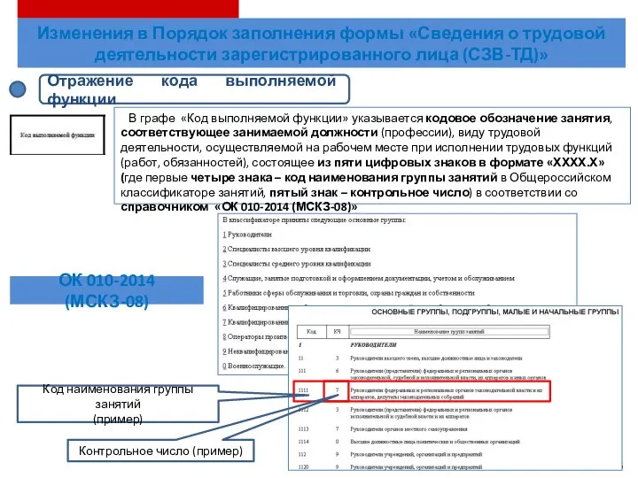 В графе «Код выполняемой функции» указывается кодовое обозначение занятия, соответствующее занимаемой должности