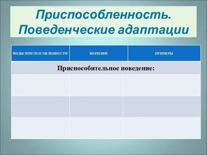 Приспособленность. Поведенческие адаптации