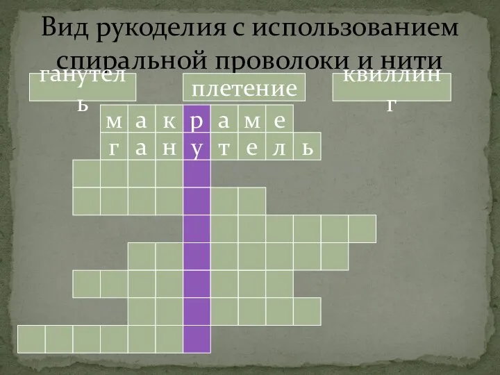 Вид рукоделия с использованием спиральной проволоки и нити м а к р