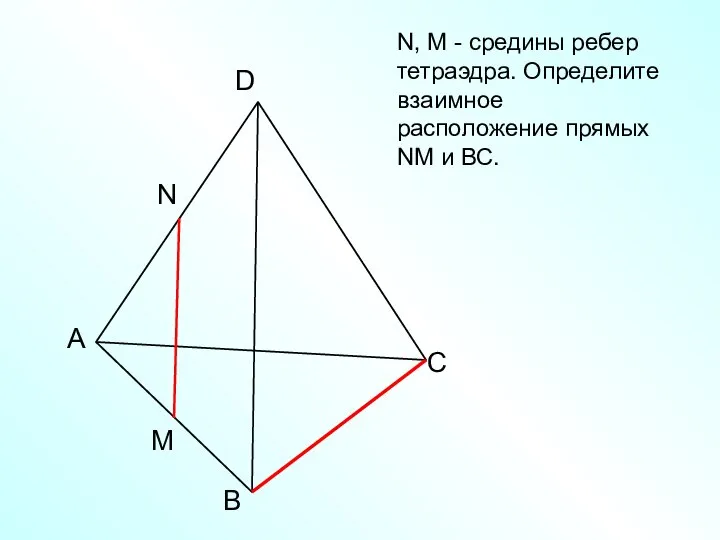 А В С D N M N, M - средины ребер тетраэдра.