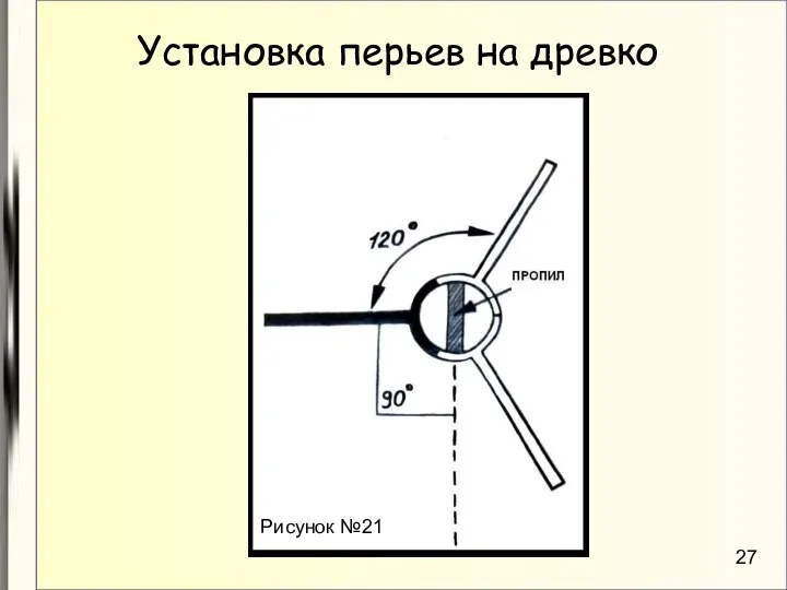 Установка перьев на древко Рисунок №21