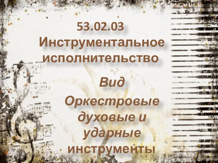 53.02.03 Инструментальное исполнительство Вид Оркестровые духовые и ударные инструменты