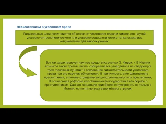 Неоклассицизм в уголовном праве Радикальные идеи позитивистов об отказе от уголовного права