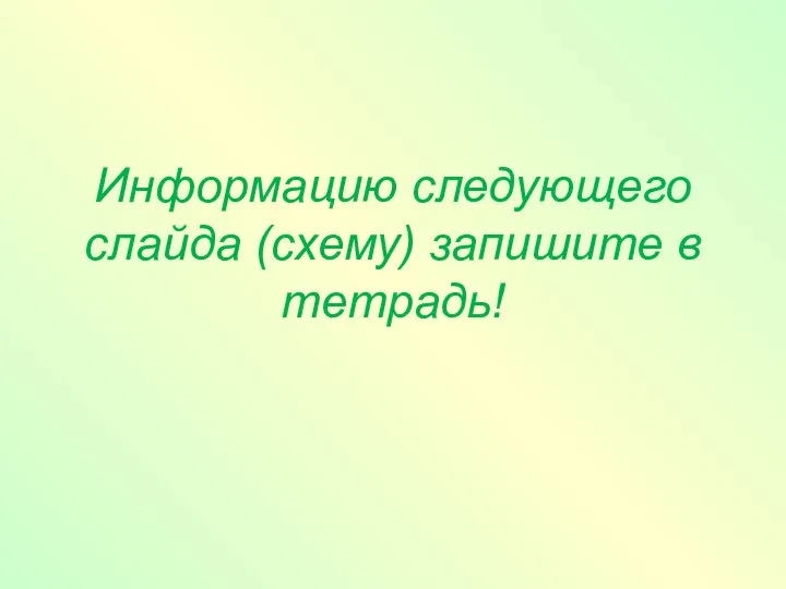 Информацию следующего слайда (схему) запишите в тетрадь!