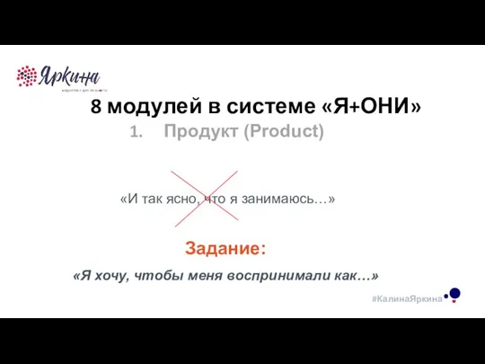 ТЕКСТ ТЕКСТ ТЕКСТ 8 модулей в системе «Я+ОНИ» Продукт (Product) «И так