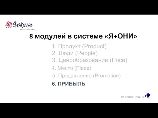 ТЕКСТ ТЕКСТ ТЕКСТ 8 модулей в системе «Я+ОНИ» 4. Место (Place) 2.