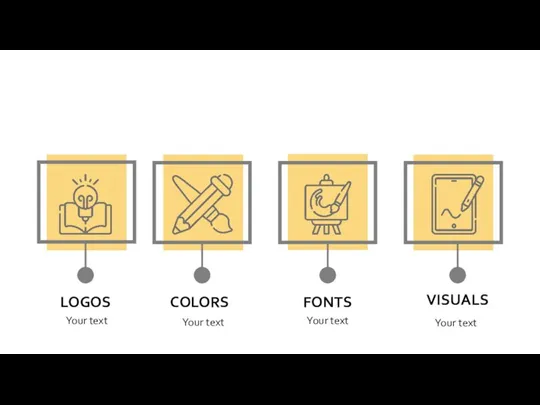 LOGOS COLORS FONTS VISUALS Your text Your text Your text Your text