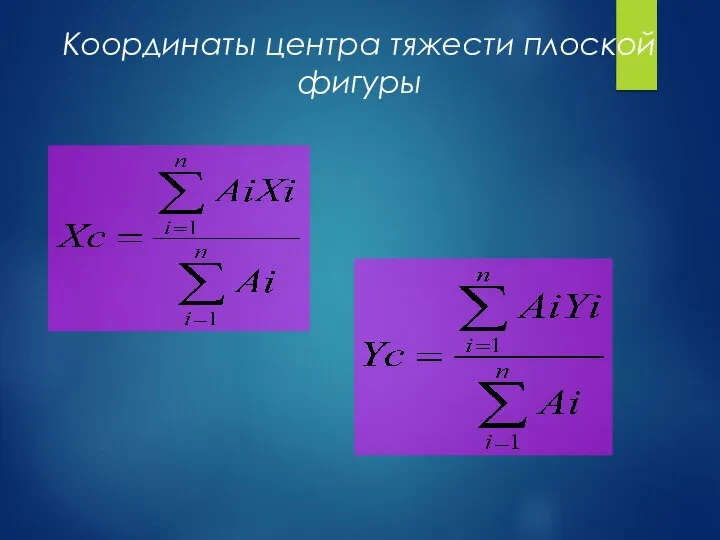 Координаты центра тяжести плоской фигуры