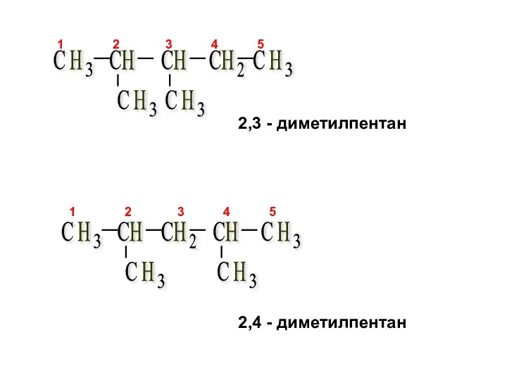 2,3 - диметилпентан 2,4 - диметилпентан