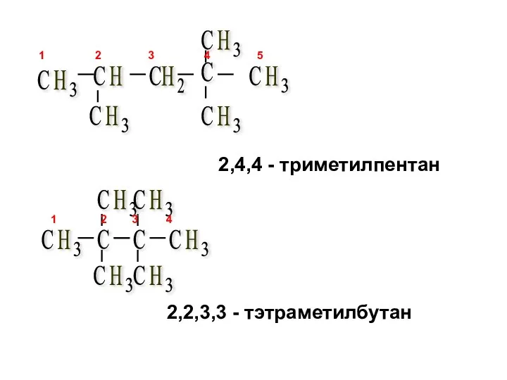 2,4,4 - триметилпентан 2,2,3,3 - тэтраметилбутан