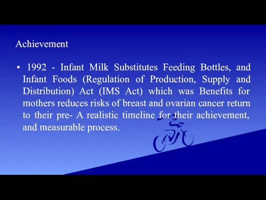 Achievement 1992 - Infant Milk Substitutes Feeding Bottles, and Infant Foods (Regulation