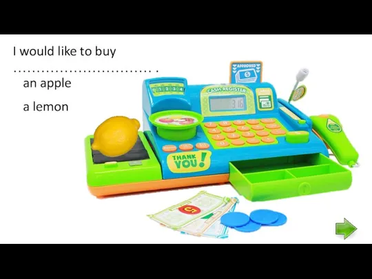 I would like to buy ………………………… . a lemon an apple