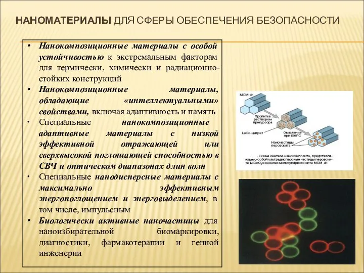 НАНОМАТЕРИАЛЫ ДЛЯ СФЕРЫ ОБЕСПЕЧЕНИЯ БЕЗОПАСНОСТИ