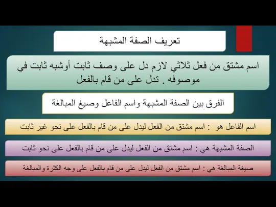 تعريف الصفة المشبهة اسم مشتق من فعل ثلاثي لازم دل على وصف