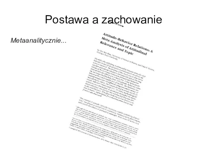 Postawa a zachowanie Metaanalitycznie...