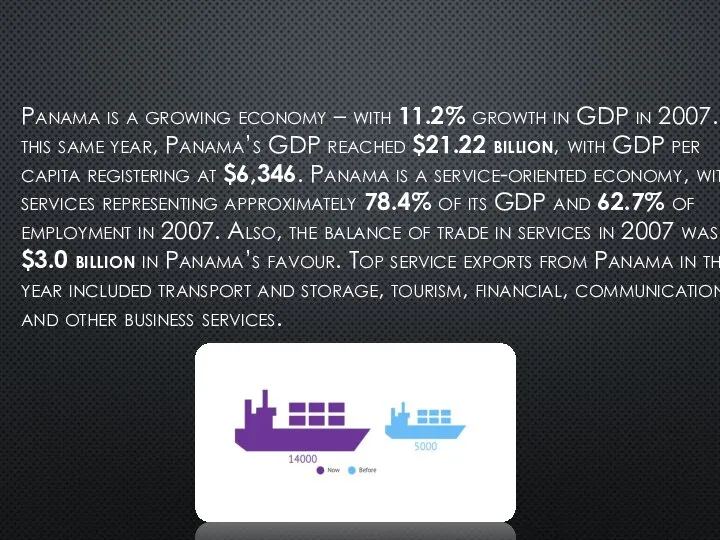 Panama is a growing economy – with 11.2% growth in GDP in