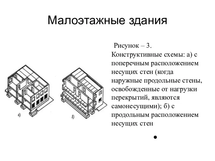 Малоэтажные здания Рисунок – 3. Конструктивные схемы: а) с поперечным расположением несущих