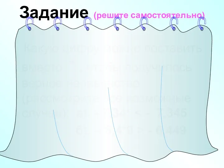 Задание (решите самостоятельно) Какую цифру можно поставить вместо * , чтобы получилось