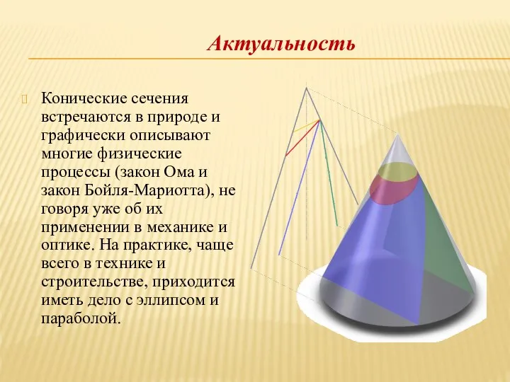 Конические сечения встречаются в природе и графически описывают многие физические процессы (закон