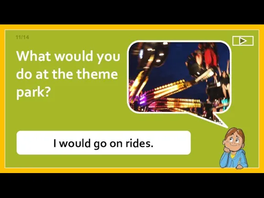 What would you do at the theme park? I would go on rides. 11/14
