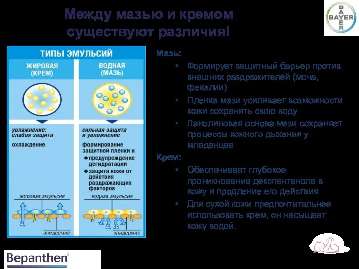 Между мазью и кремом существуют различия! Мазь: Формирует защитный барьер против внешних