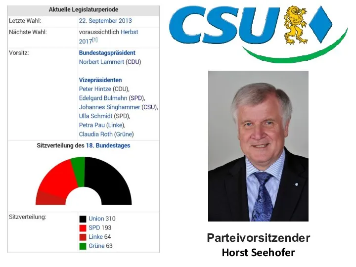 Partei­vorsitzender Horst Seehofer