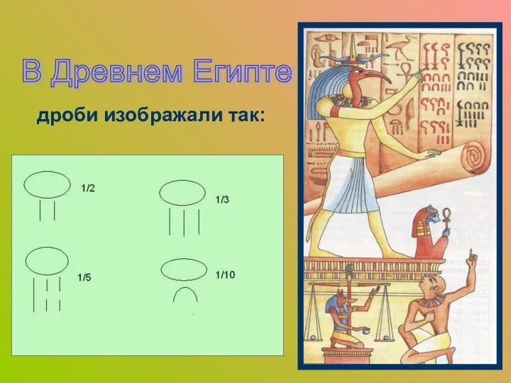 В Древнем Египте дроби изображали так: