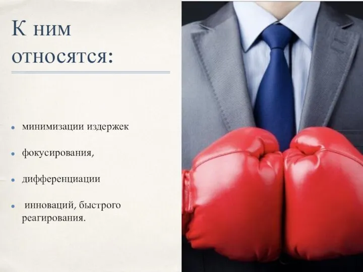 К ним относятся: минимизации издержек фокусирования, дифференциации инноваций, быстрого реагирования.