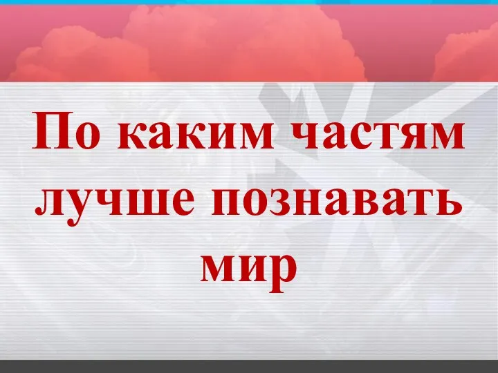 По каким частям лучше познавать мир