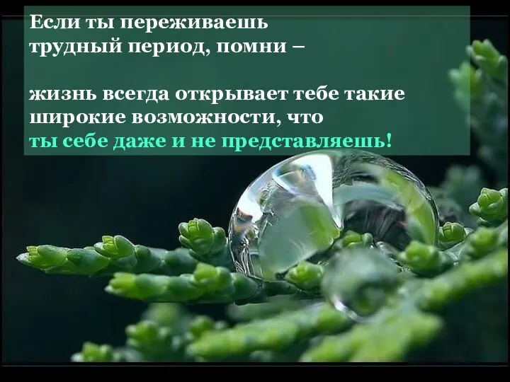 Если ты переживаешь трудный период, помни – жизнь всегда открывает тебе такие