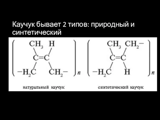 Каучук бывает 2 типов: природный и синтетический